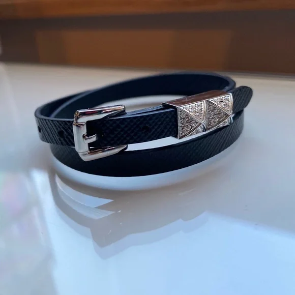 Michael Kors Jewelry Michael Kors Crystal Wrap Black Leather